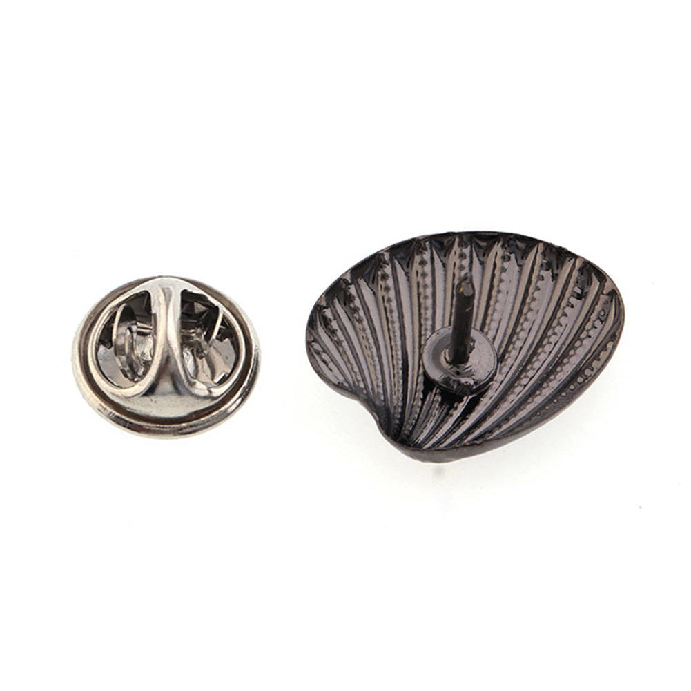 Lapel Pin Gunmetal Tone Shells of the Sea Enamel Pin Tie Tack Image 3