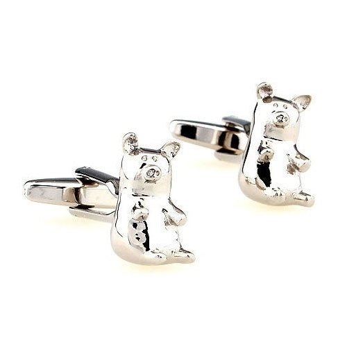 Silver Adorable Baby Pig Cufflinks Cuff Links Farm Animals Comes with Gift Box White Elephant Gifts Image 2