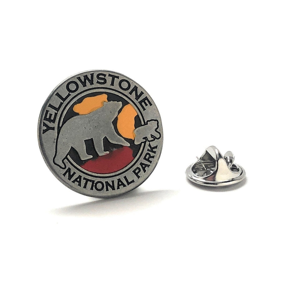 Hand Painted Yellowstone Enamel Pin Color Collection Lapel Pin Grizzly Bear Bison Wolf Token Tie Tack Tokens Yellow Image 1