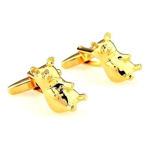 Gold Pig Adorable Baby Pig Cufflinks Cuff Links Farm Animals Comes with Gift Box White Elephant Gifts Image 2