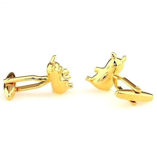 Gold Pig Adorable Baby Pig Cufflinks Cuff Links Farm Animals Comes with Gift Box White Elephant Gifts Image 3