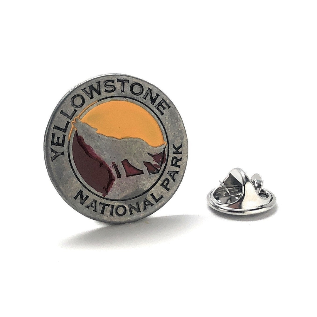 Hand Painted Yellowstone Enamel Pin Color Collection Lapel Pin Grizzly Bear Bison Wolf Token Tie Tack Tokens Yellow Image 4