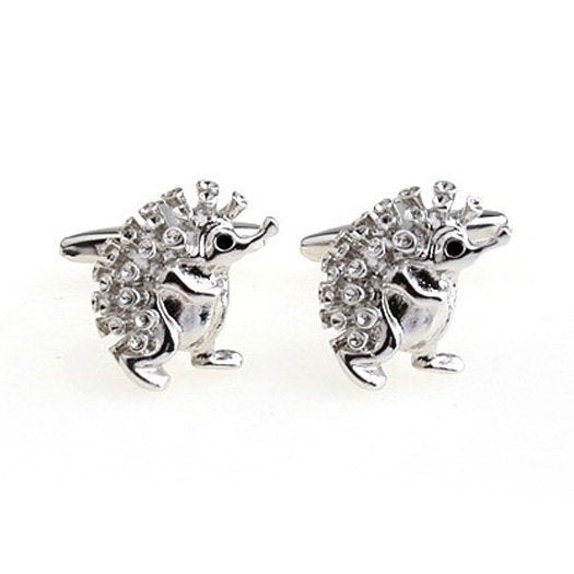 Silver  Zealand Hedgehog Crystal Cufflinks Cuff Links Animal Comes with Gift Box White Elephant Gifts Custom Cufflinks Image 2
