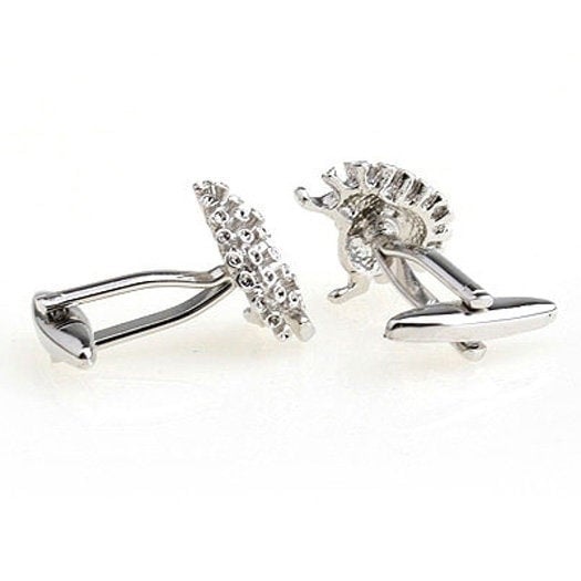 Silver  Zealand Hedgehog Crystal Cufflinks Cuff Links Animal Comes with Gift Box White Elephant Gifts Custom Cufflinks Image 3