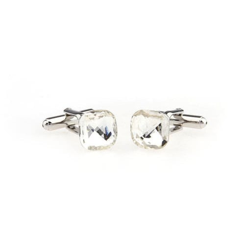 Small Classic Cufflinks Clear Faceted Cut Clear Crystal Cufflinks Cuff Links Image 2