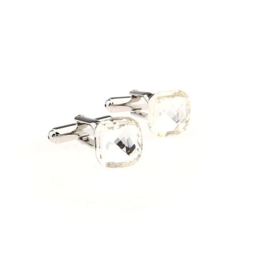 Small Classic Cufflinks Clear Faceted Cut Clear Crystal Cufflinks Cuff Links Image 4