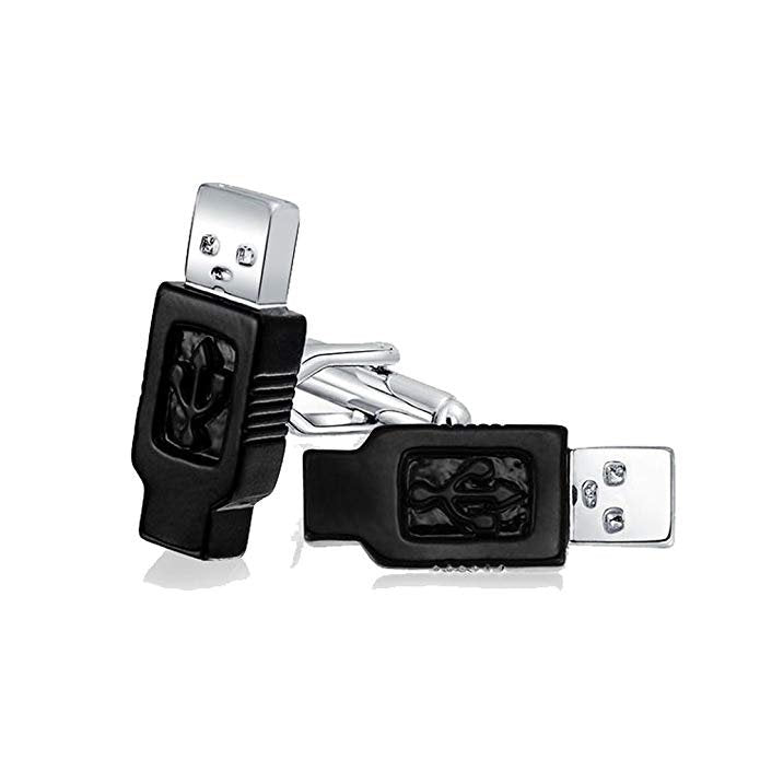 Executive Cufflinks Career Collection Black Enamel Computer USB Computer Connectors Cuff Links White Elephant Gifts Image 1