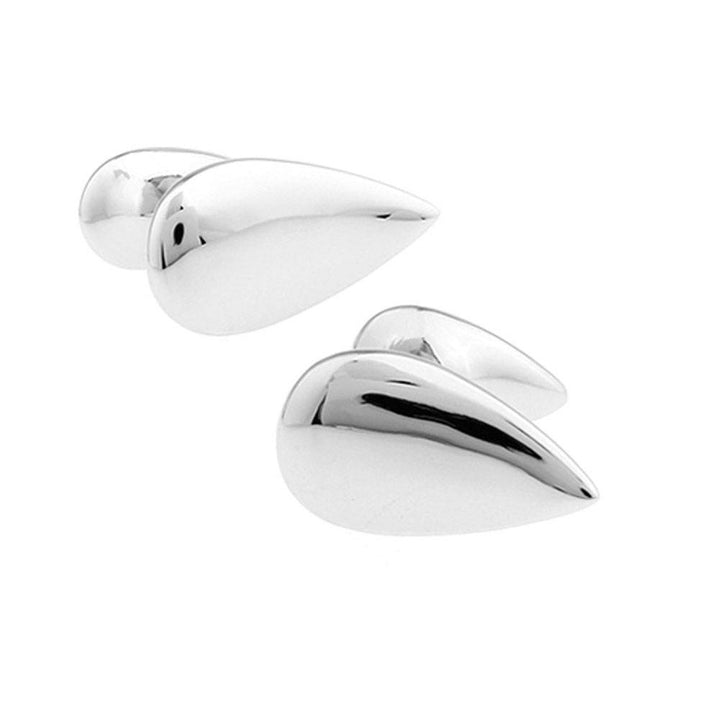 Silver Tone Teardrop Cufflinks Straight Solid Post Classic 3 D Design Very Cool Gift Business Executive Cuff Links Comes Image 1