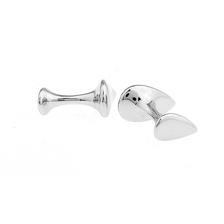 Silver Tone Teardrop Cufflinks Straight Solid Post Classic 3 D Design Very Cool Gift Business Executive Cuff Links Comes Image 2