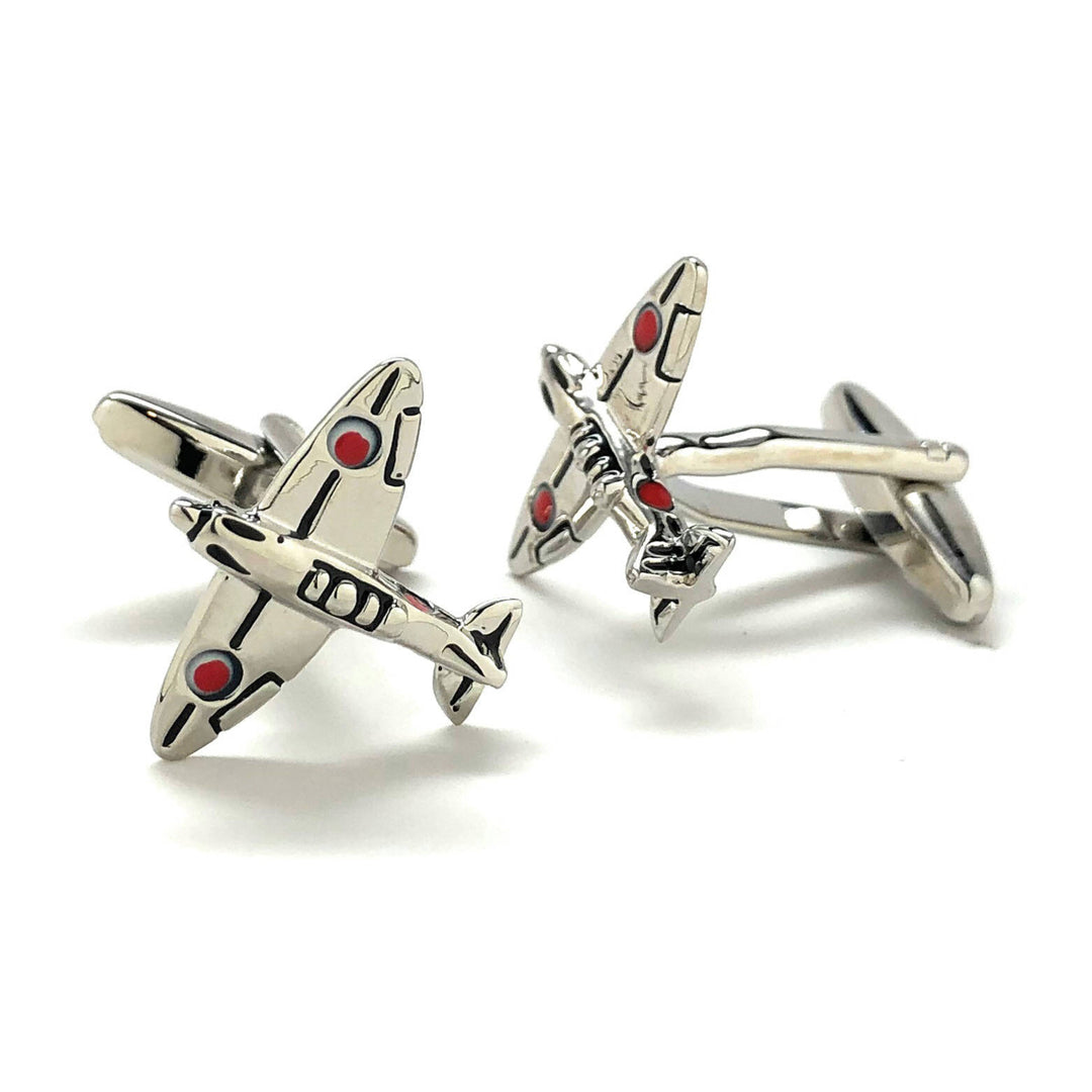 Silver Tone Japaneses Zero Cufflinks Japan Airplane Special Edition Mitsubishi A6M Zero Cuff Links WWII Aviation Pilot Image 2