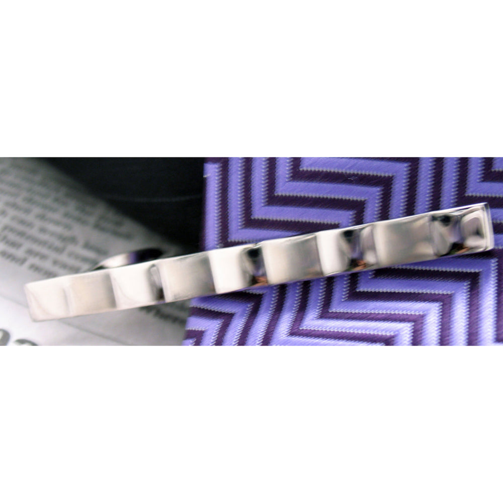 Rippled Water Tie Bar Silver Toned Classic Men Tie Clip Image 2