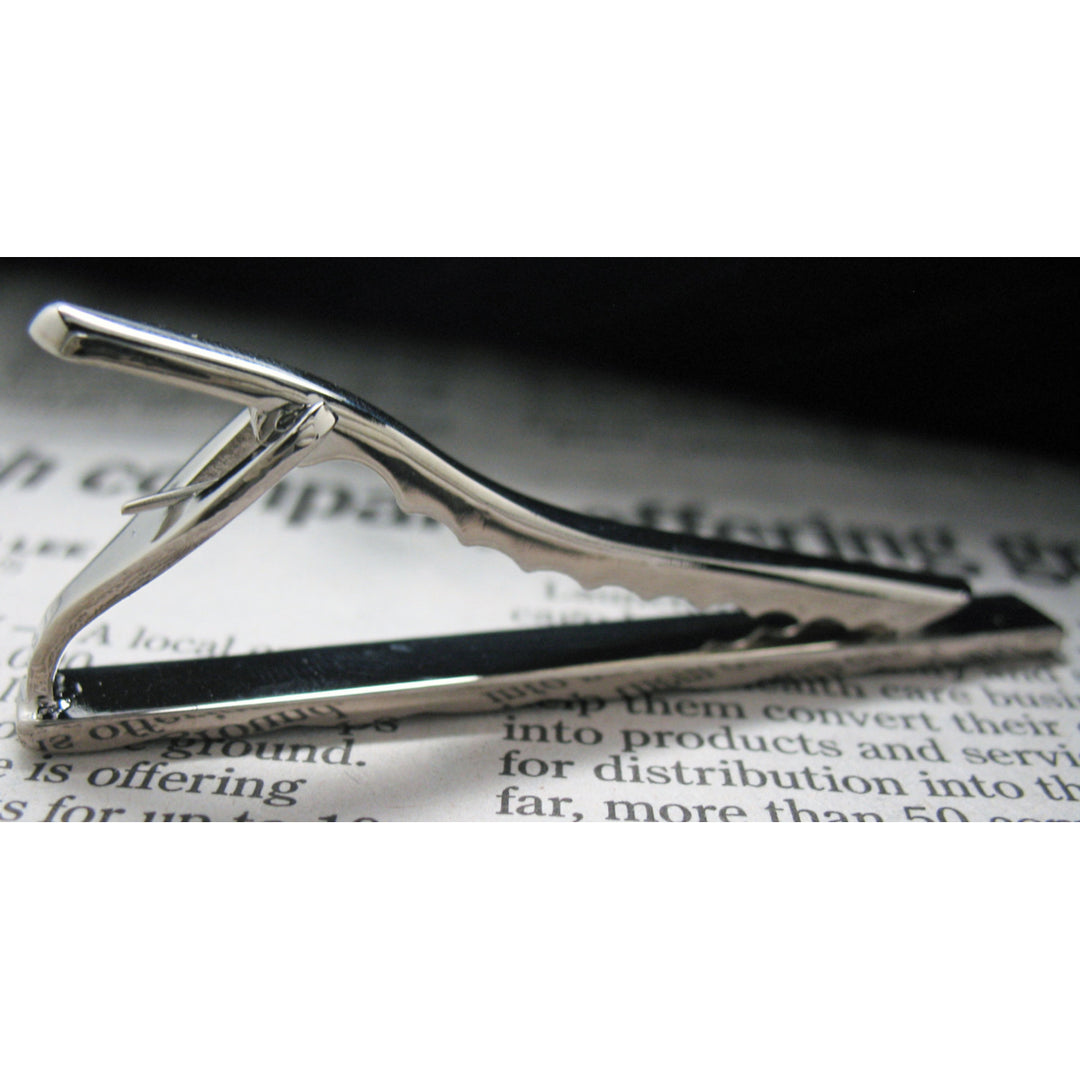 Rippled Water Tie Bar Silver Toned Classic Men Tie Clip Image 3