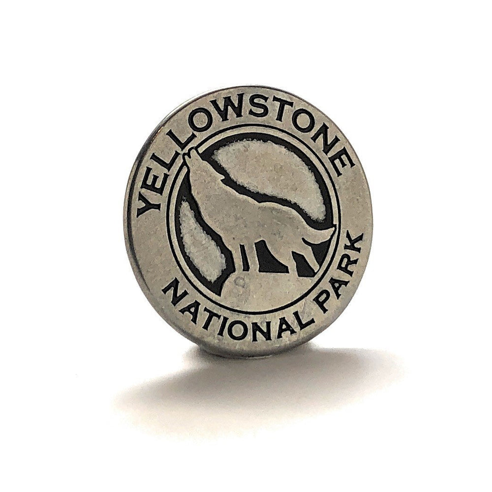 Enamel Pin Wolf Lapel Pin Yellowstone Wolf Token Tie Tack Old Transit Tokens Classic Yellow Stone National Park Unique Image 2