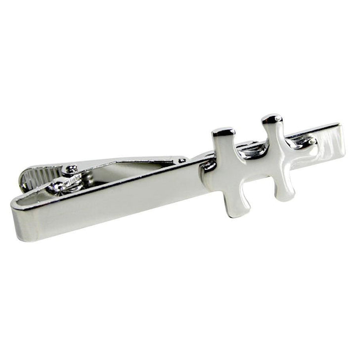 Puzzle Piece Tie Clip Tie Bar Silver Tone Very Cool Comes with Gift Box Image 1