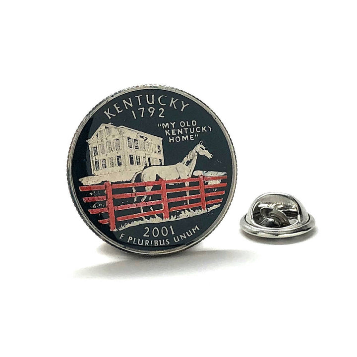 Enamel Pin Hand Painted Kentucky State Quarter Enamel Coin Lapel Pin Tie Tack Collector Pin Travel Souvenir Coin Image 1