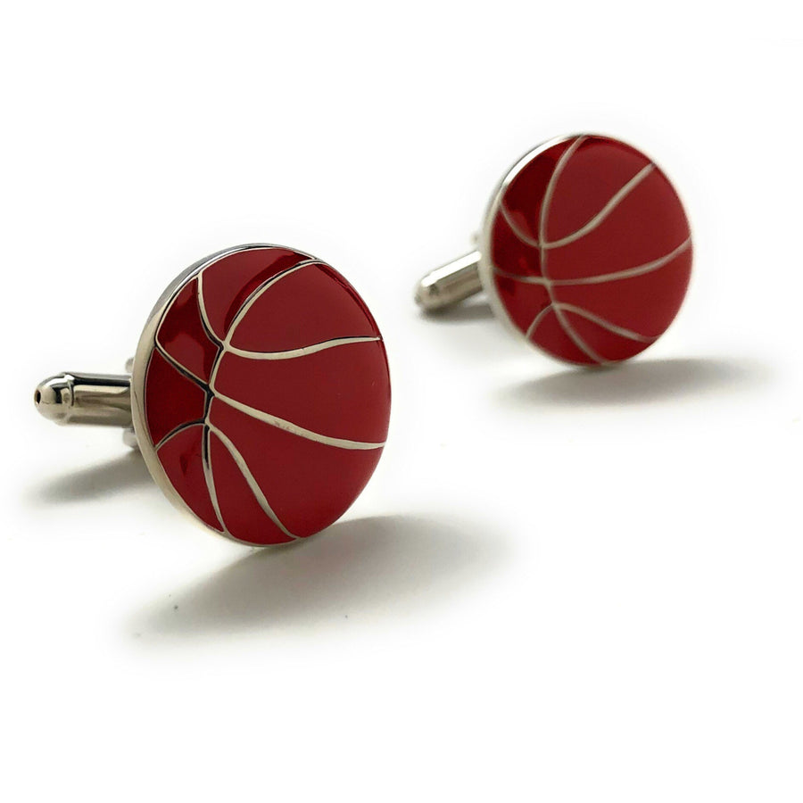 Burgundy with Silver Cufflinks Basketball Court 3 Points Cuff Links Comes with Gift Box Image 1