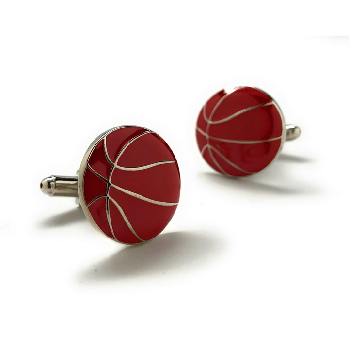 Burgundy with Silver Cufflinks Basketball Court 3 Points Cuff Links Comes with Gift Box Image 2