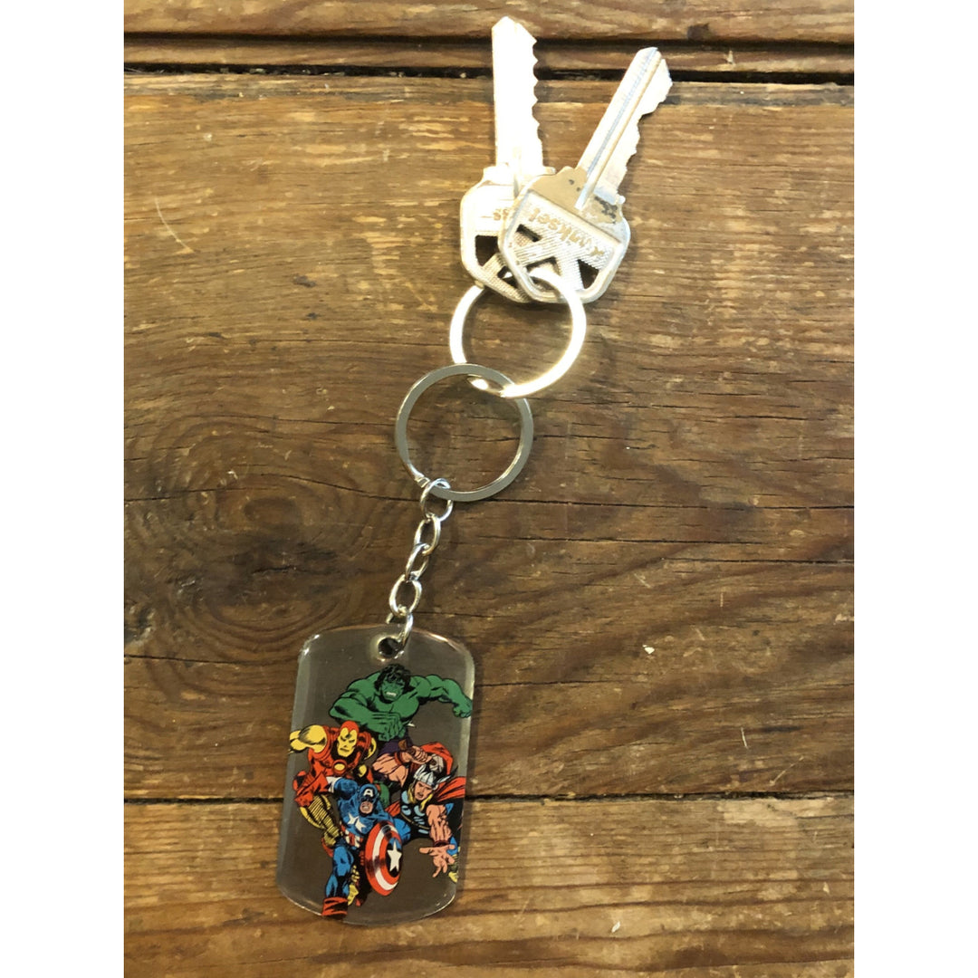 Keychain Avengers Dog Tag Marvel Comics Captain America Thor Key Ring Hulk Iron Man Hero Dogtag Key Chain vintage Tony Image 1