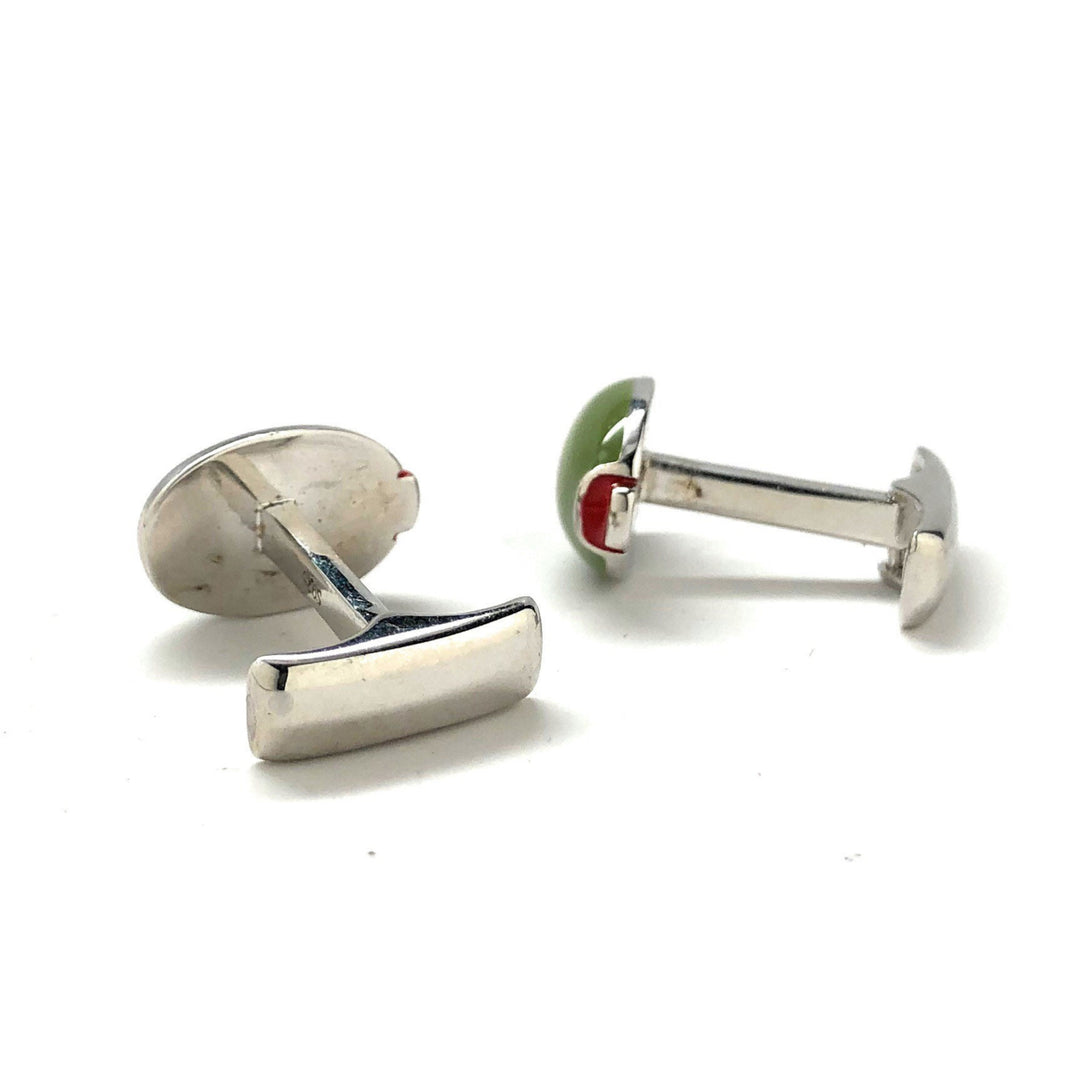 Sterling Silver Olive Cufflinks Custom Made .935 Martini Drinking Unique one-of-a-kind Deluxe Finish Fun Cuff Links Image 3