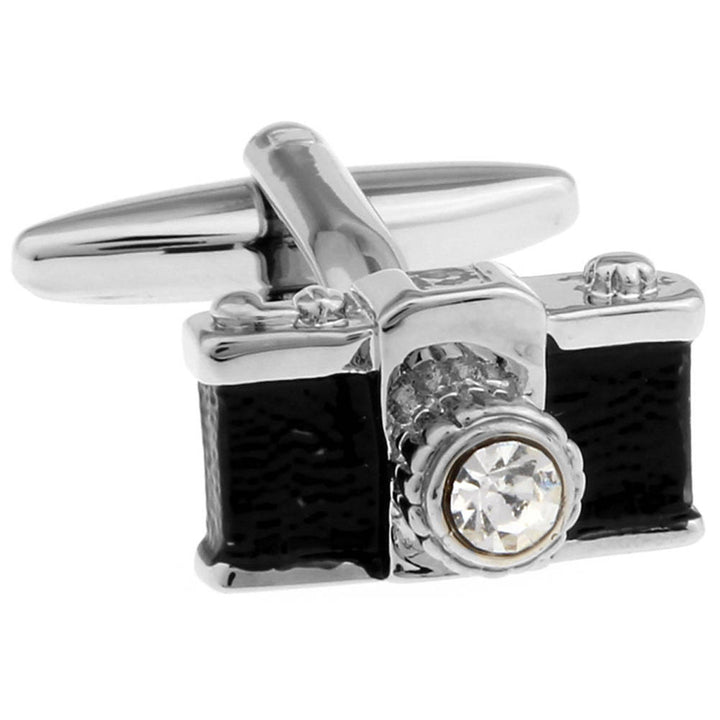 Camera Cufflinks with Crystal Lens Retro 35mm Retro Old School Photography Picture Hobby Photographer 3D Design Cool Image 3