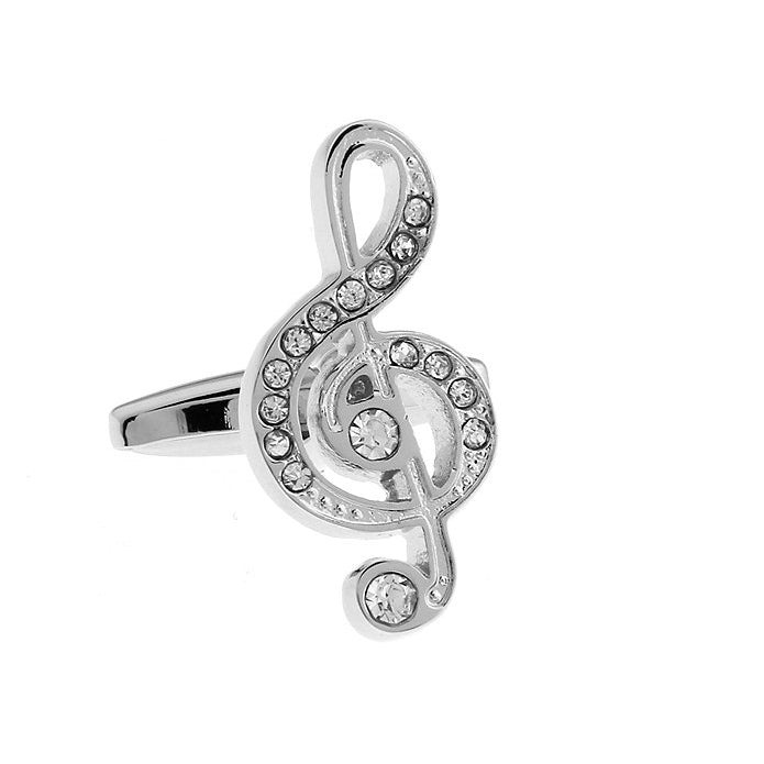 Silver Music Treble Clef with Crystals Note Music Piano Orchestra Conductor Cufflinks Cuff Links Image 1