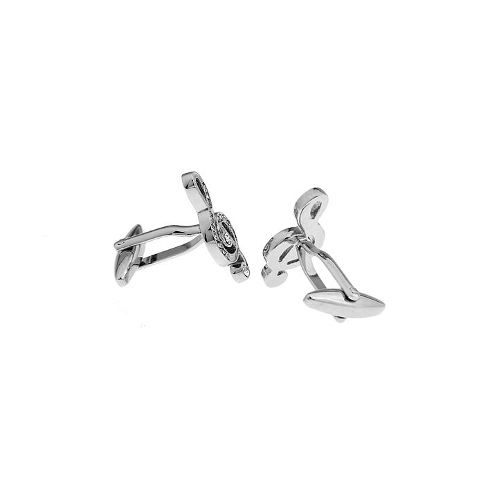 Silver Music Treble Clef with Crystals Note Music Piano Orchestra Conductor Cufflinks Cuff Links Image 2