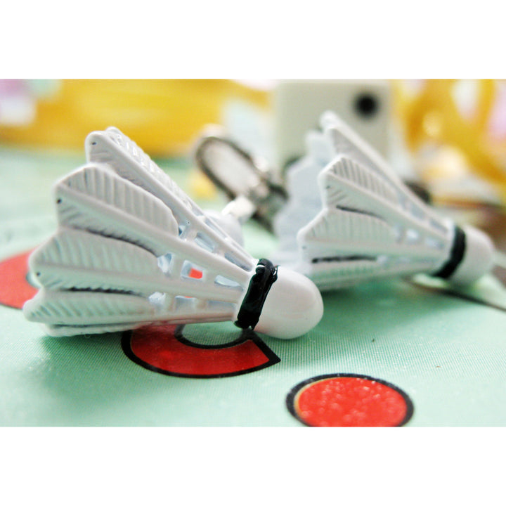 Badminton Shuttlecock Birdie Cufflinks White Enamel Cuff Links Image 1