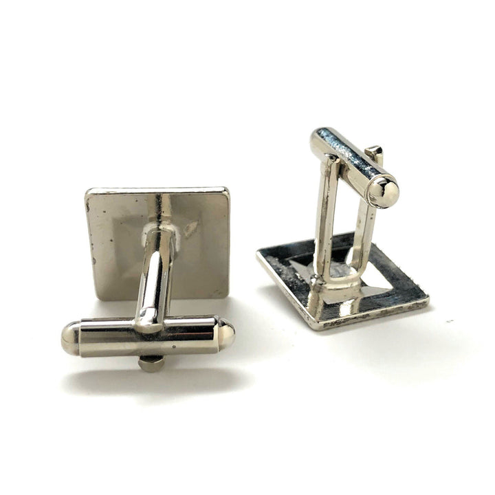 Pleated Square Cufflinks Silver Tone Center Crystal Cuff Links Image 4