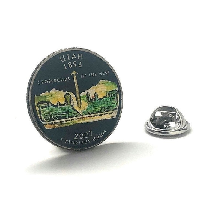 Enamel Pin Hand Painted Utah State Quarters Enamel Coin Lapel Pin Tie Tack Collector Pin Travel Souvenir Coin Cool Fun Image 1