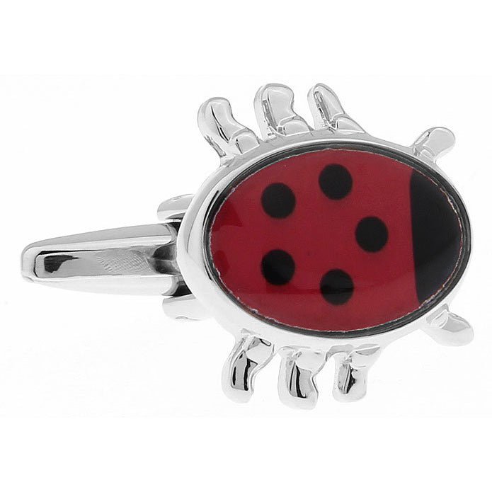 Silver Red Black Lady Bug Whimsical Ladybug Cuff Links Cufflinks Image 1