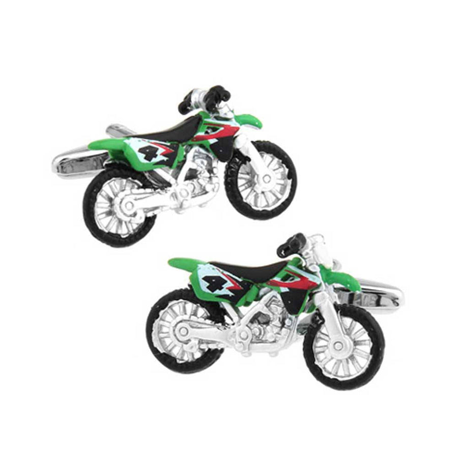 Motorcycle Cufflinks off Road Dirt Bike Green off-road Motorcycle Racing Motocross Racing Cuff Links Comes with Gift Box Image 1