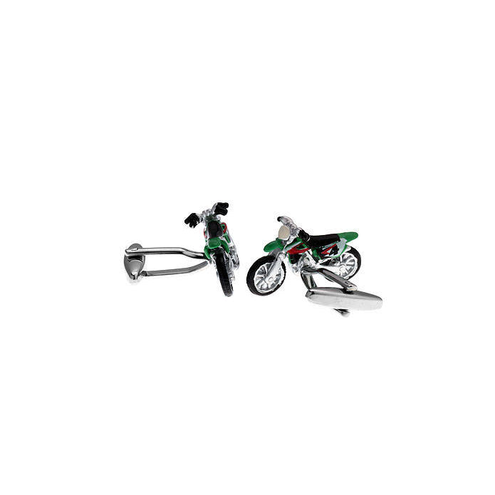 Motorcycle Cufflinks off Road Dirt Bike Green off-road Motorcycle Racing Motocross Racing Cuff Links Comes with Gift Box Image 3