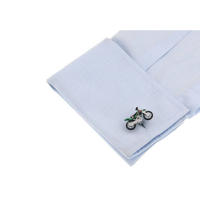 Motorcycle Cufflinks off Road Dirt Bike Green off-road Motorcycle Racing Motocross Racing Cuff Links Comes with Gift Box Image 4