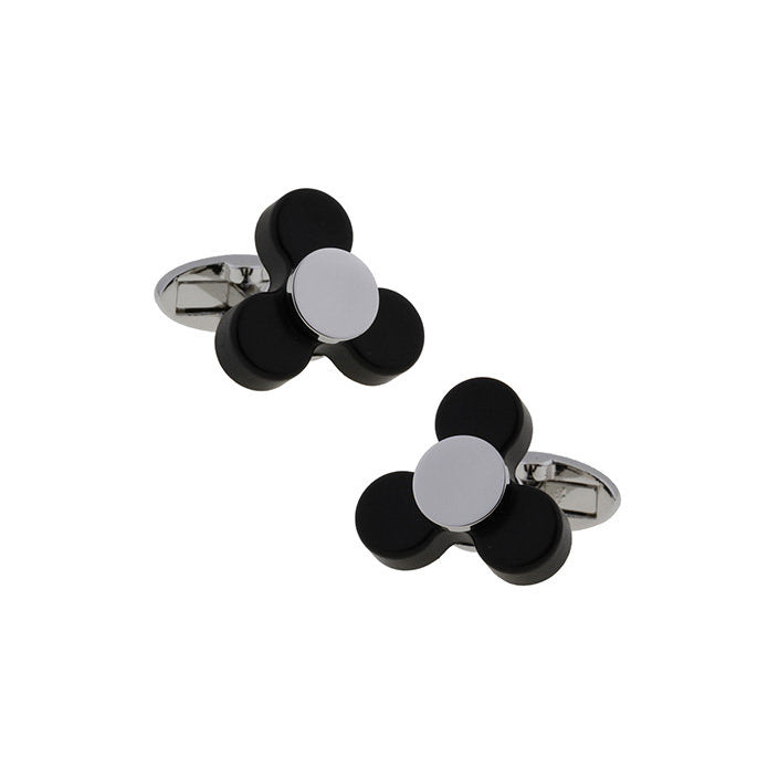Nervous Spinner Cufflinks Full Working Spinning Cuff Black Silver Bullet Backing Super Fun Cool Unique Gift Box White Image 1