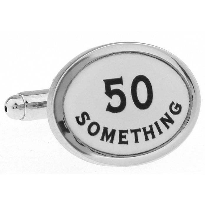 Enamel 50 Something Fun Fifty Birthday Cufflinks Cuff Links Gifts for Dad  Gifts for Husband  Gifts for Him white Image 1