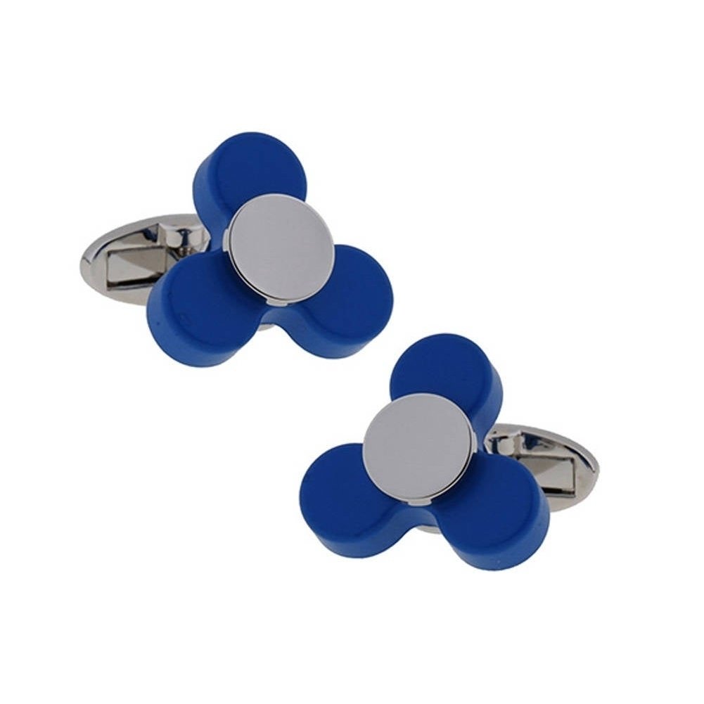 Nervous Spinner Cufflinks Full Working Spinning Cuff Links Blue Silver Bullet Backing Super Fun Cool Unique Gift Box Image 1