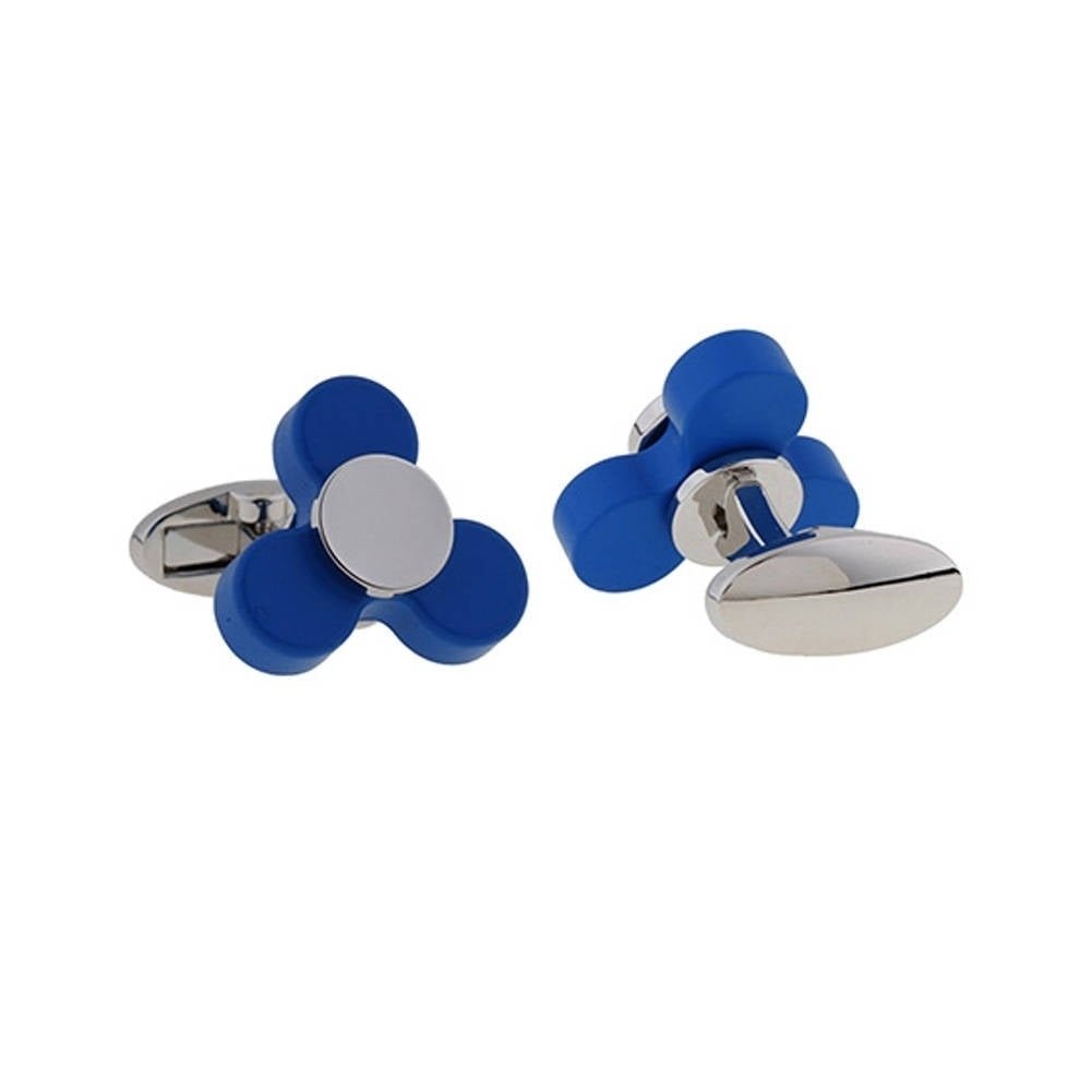 Nervous Spinner Cufflinks Full Working Spinning Cuff Links Blue Silver Bullet Backing Super Fun Cool Unique Gift Box Image 2