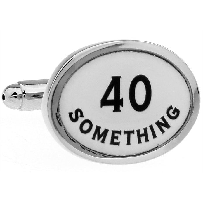 Enamel 40 Something Fun Fortyth Birthday Cufflinks Cuff Links Gifts for Dad  Gifts for Husband  Gifts for Him white Image 1