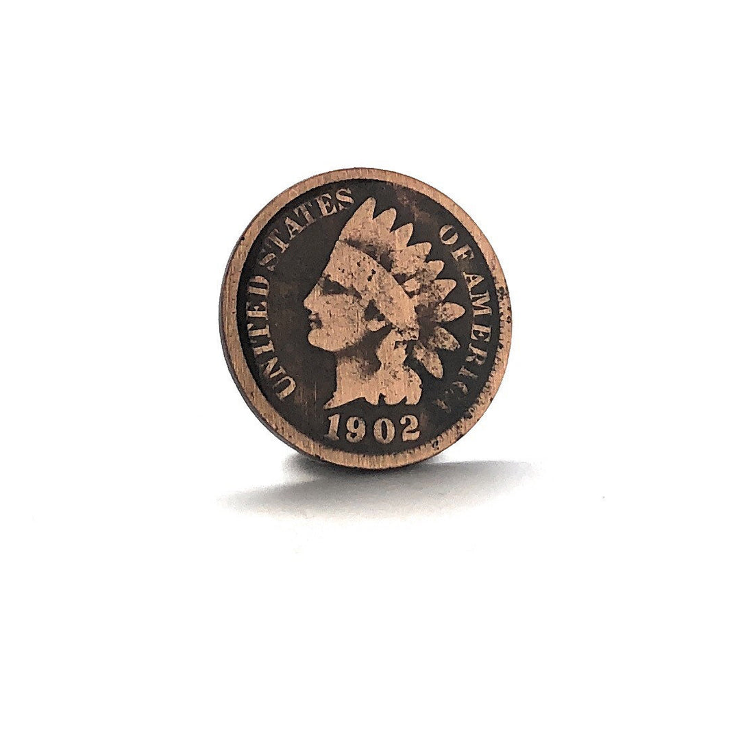 Enamel Pin Indian Head Tie Tack Lapel Pin Suit Enamel Coin Money Trade Finance United States Native American Head Penny Image 2
