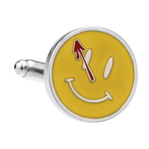 Time To Be Happy Cufflinks Yellow Smiley Face Cuff Links White Elephant Gifts Image 1