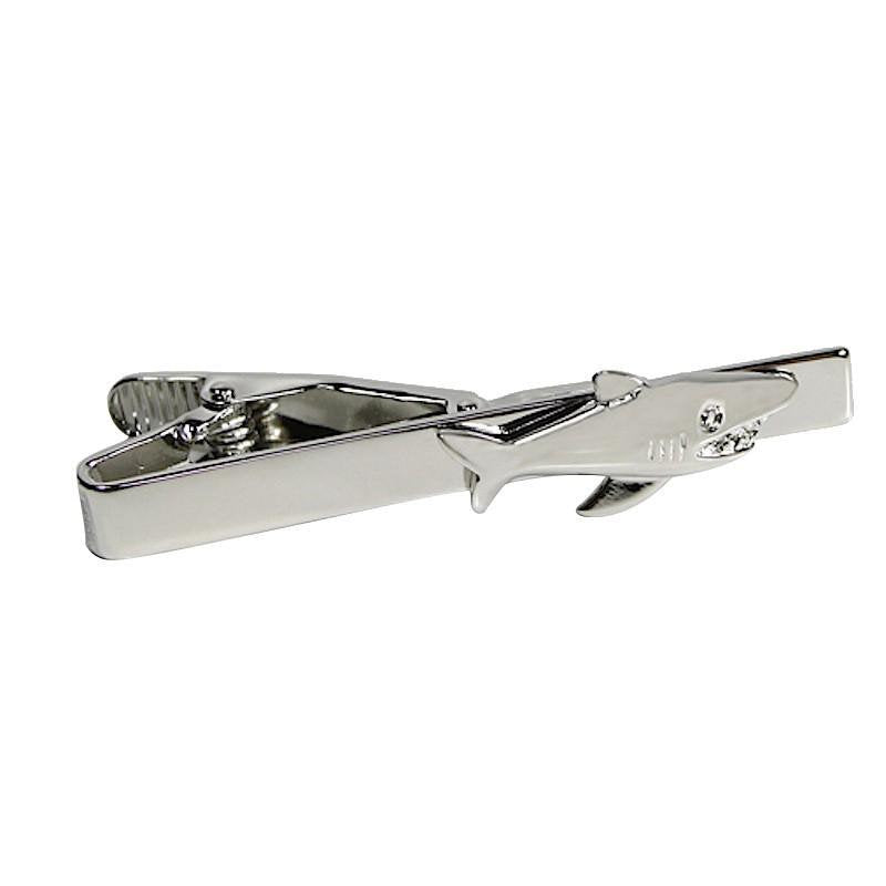 Shark Tie Clip Tie Bar Silver Tone Very Cool Comes with Gift Box Image 1