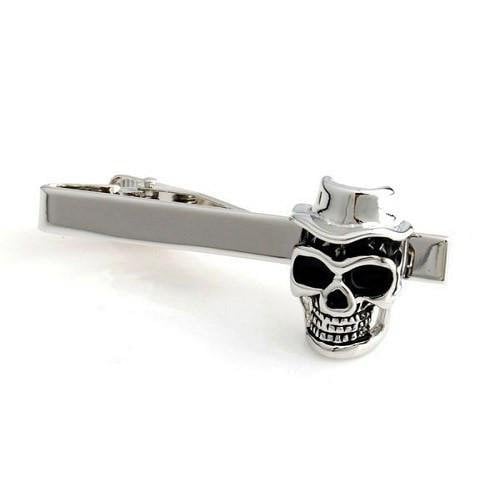 Skull Hat Tie Clip Tie Bar Silver Tone Very Cool Comes with Gift Box Image 1