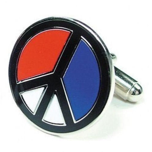 Peace Sign Red White Blue Cufflinks Cuff Links Cuff Links Hippie Cool Gifts Gifts for Dad Husband Gifts for Him Image 1