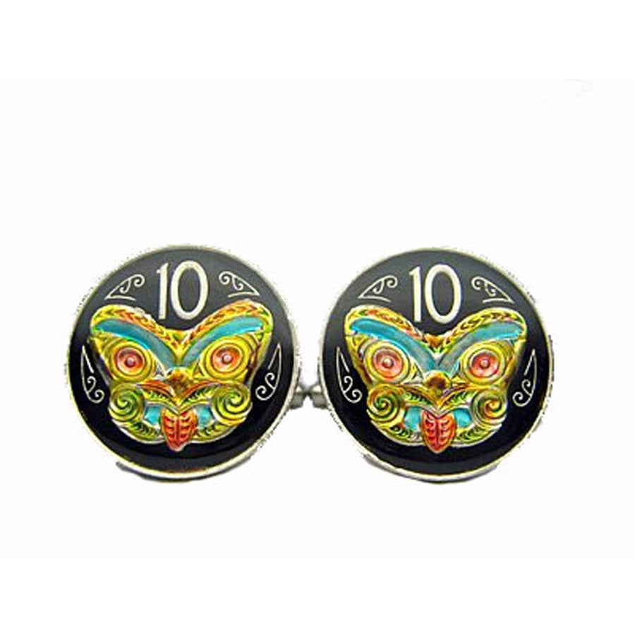 Birth Year Birth Year Enamel Cufflinks Hand Painted  Zealand Enamel Coin Jewelry Black and Color Enamel Cuff Links Comes Image 1