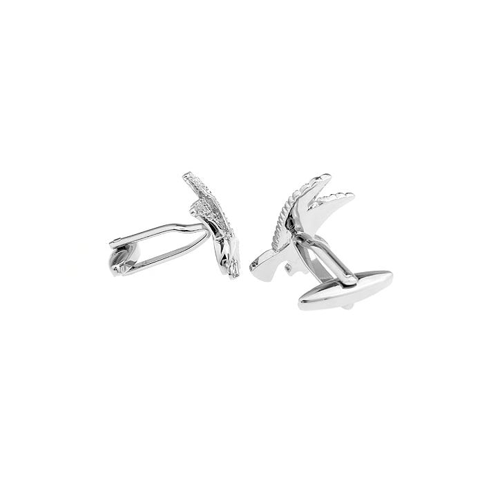 Mens Cufflinks Silver Tone Flying High North American Bald Eagle Bird Cuff Links Comes with Box Image 2