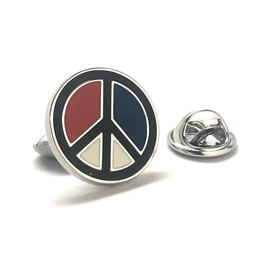 Give Peace a Chance Lapel Pin Gold Tone Red White Blue Enamel Pin Image 1