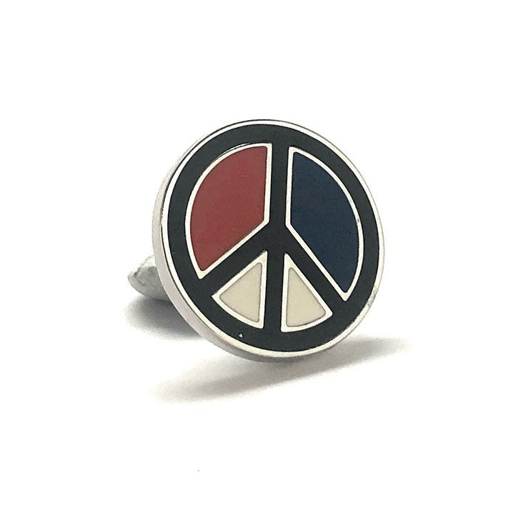 Give Peace a Chance Lapel Pin Gold Tone Red White Blue Enamel Pin Image 2