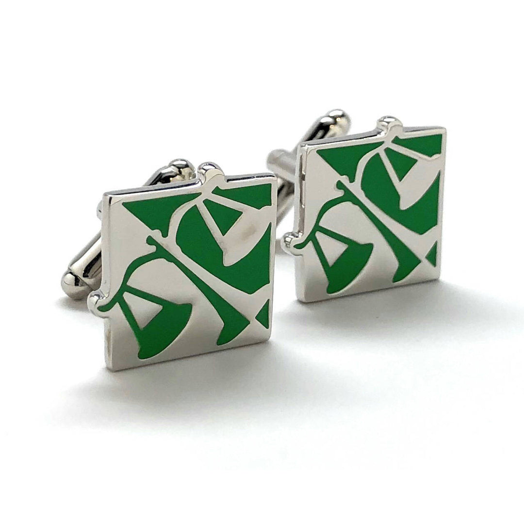Scales of Justice Cufflinks Judge Law Lawyer Unique Silver Tone Green Enamel Cuff Links Comes with Gift Box Image 1