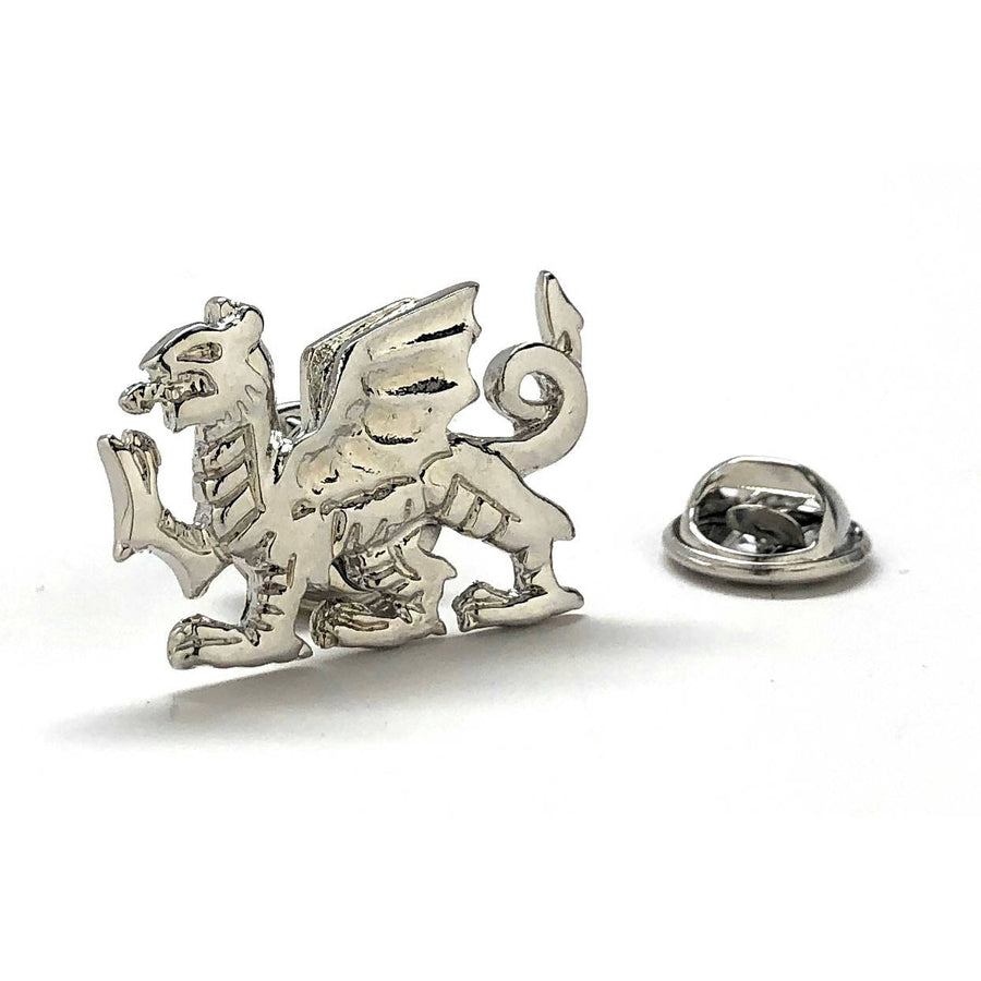 Welsh Dragon Enamel Pin Dragon Jewelry Lapel Pin Silver Tone Cut Out Tie Tack Collector Pin Comes with Gift Box Image 1
