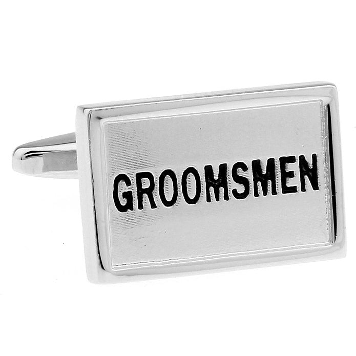 Grooms Men Cufflinks  Wedding Day Silver Toned Rectangle Bullet Post Cuff Links Great for Weddings Gift Box for the Boys Image 3